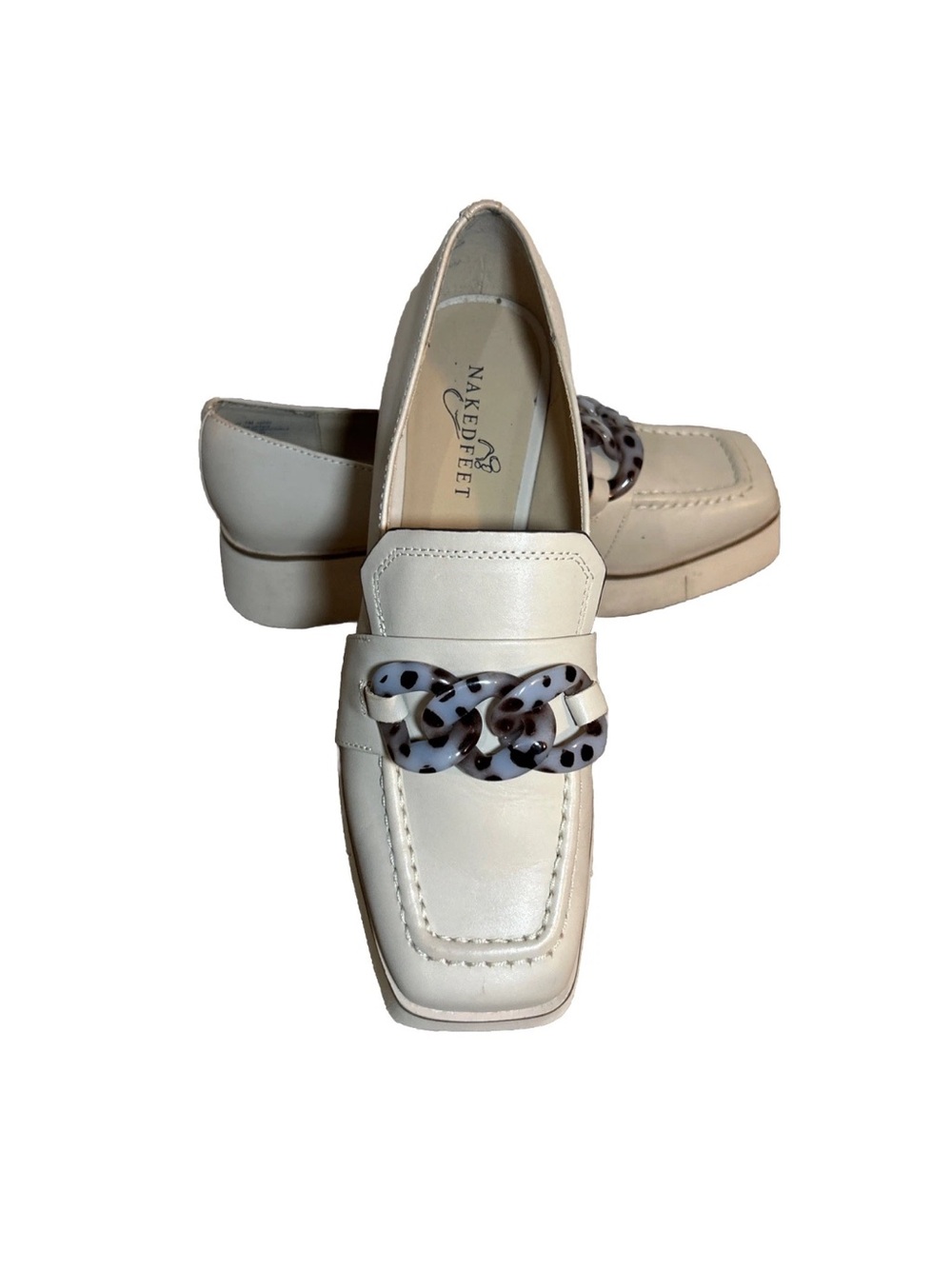 NakedFeet Privy Cream Platform Loafers Women’s Sz 7M Preppy